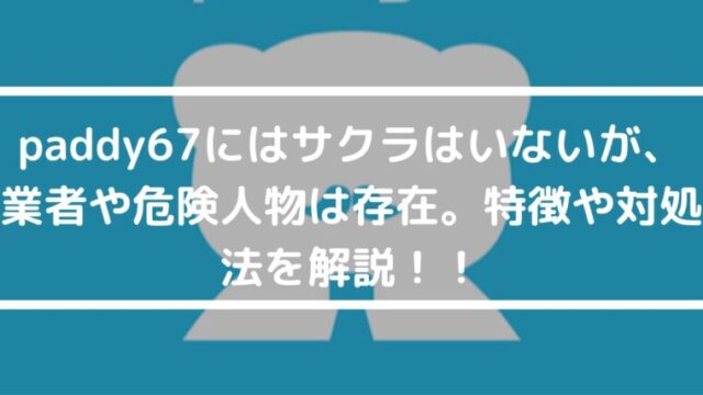 初心者必見！paddy（パディ）にはサクラはいないが業者や危険人物は存在。特徴や対処法を解説！